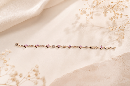 The Royal Amethyst Square Link Bracelet