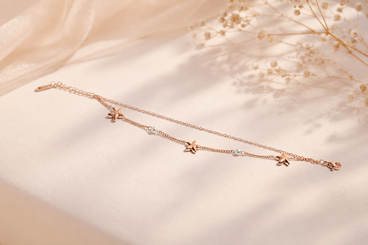 Starlit Dreams: Celestial Pearl & Star Layered Bracelet