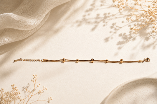 The "Golden Orbit" Snake Chain Bracelet