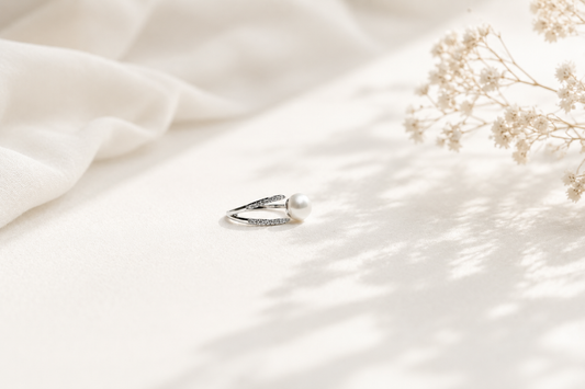 Dual Orbit: The Pavé & Pearl Synchrony Ring
