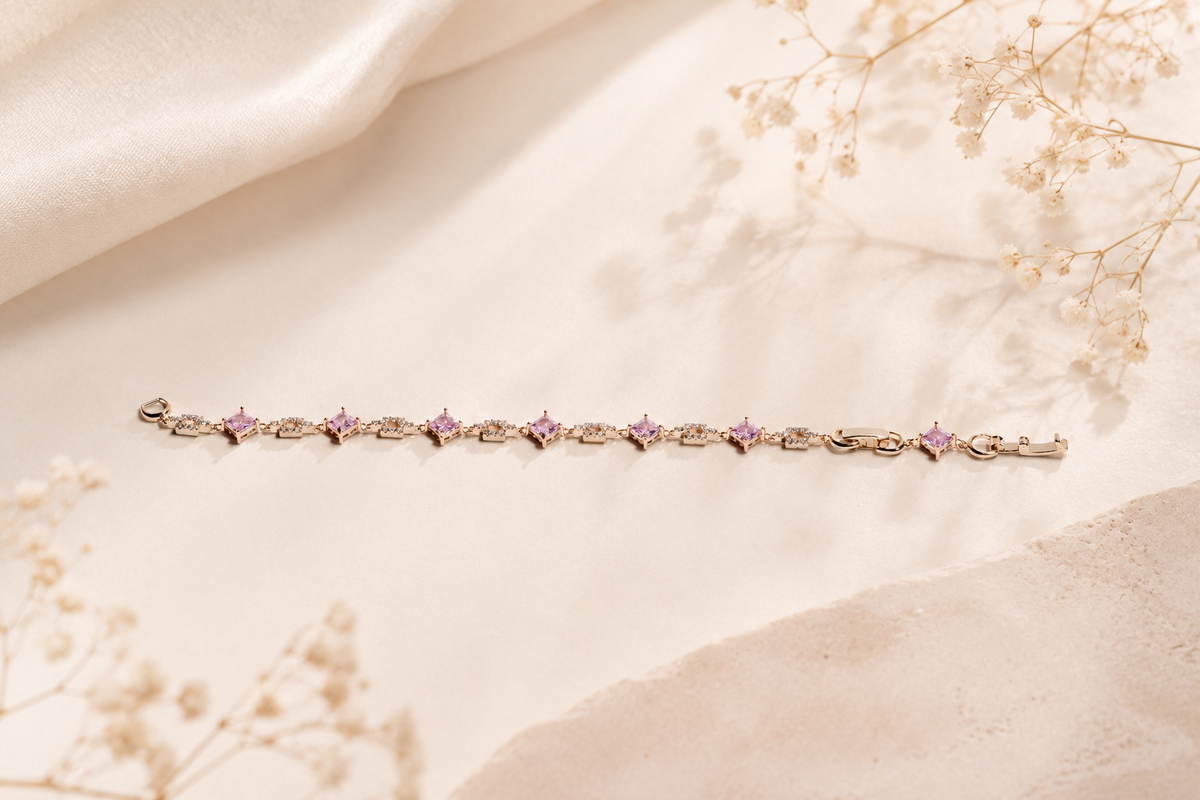 The Royal Amethyst Square Link Bracelet