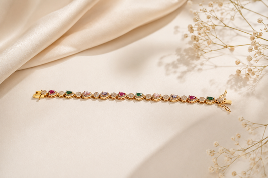 The "Prism Radiance" Multi-Gemstone Tennis Bracelet