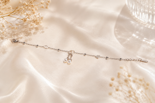 Celestial Romance: The Pearl & Heart Keepsake Bracelet – 925 Sterling Silver