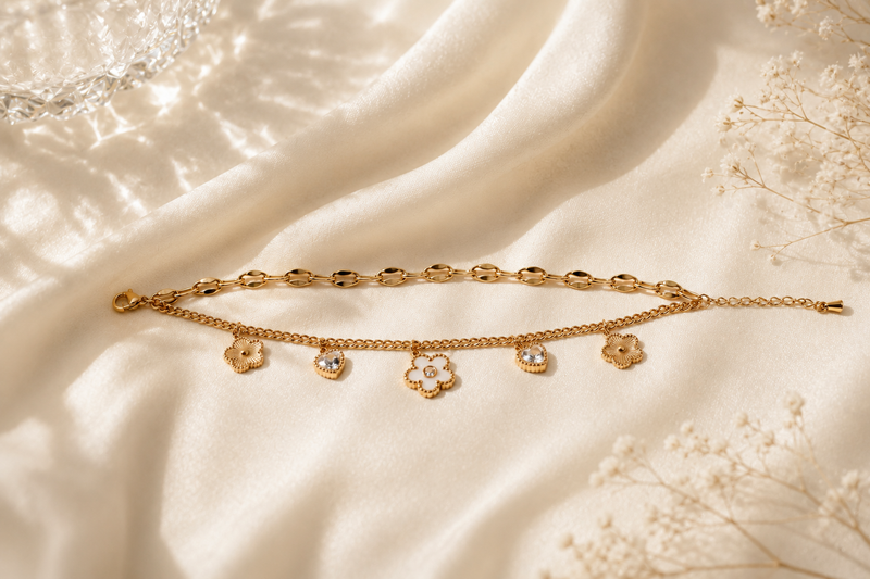 The Enamel Blossom & Heart Charm Bracelet