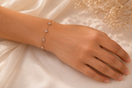 Ethereal Hearts: Rose Gold Crystal Station Bracelet