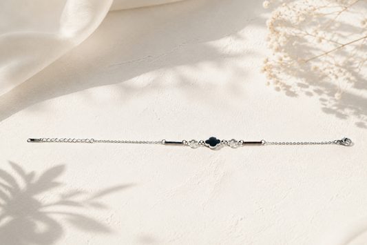 The Midnight Clover Elegance Bracelet – 925 Sterling Silver