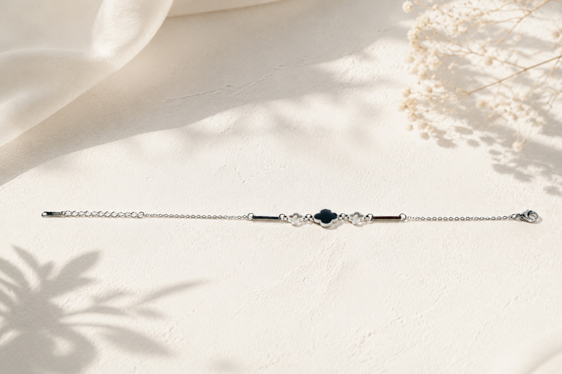 The Midnight Clover Elegance Bracelet – 925 Sterling Silver