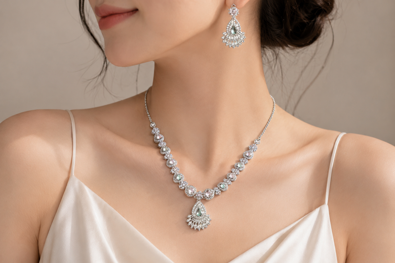 The Luminescent Aura Ensemble: Handcrafted 925 Sterling Silver Set