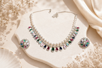Imperial Gala Kaleidoscope: 925 Silver-Plated Pearl & Multi-Gem Statement Set