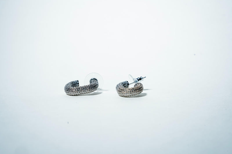 The Pave Bold U-Hoop Earrings – 925 Sterling Silver
