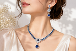The Royal Sapphire Bloom Collection: Handcrafted 925 Sterling Silver Set