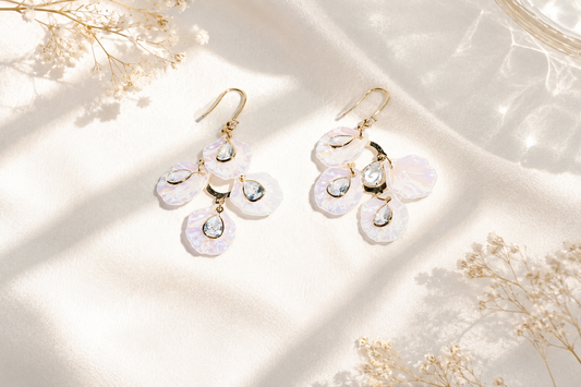 Celestial Petal 18K Gold-Plated Drop Earrings