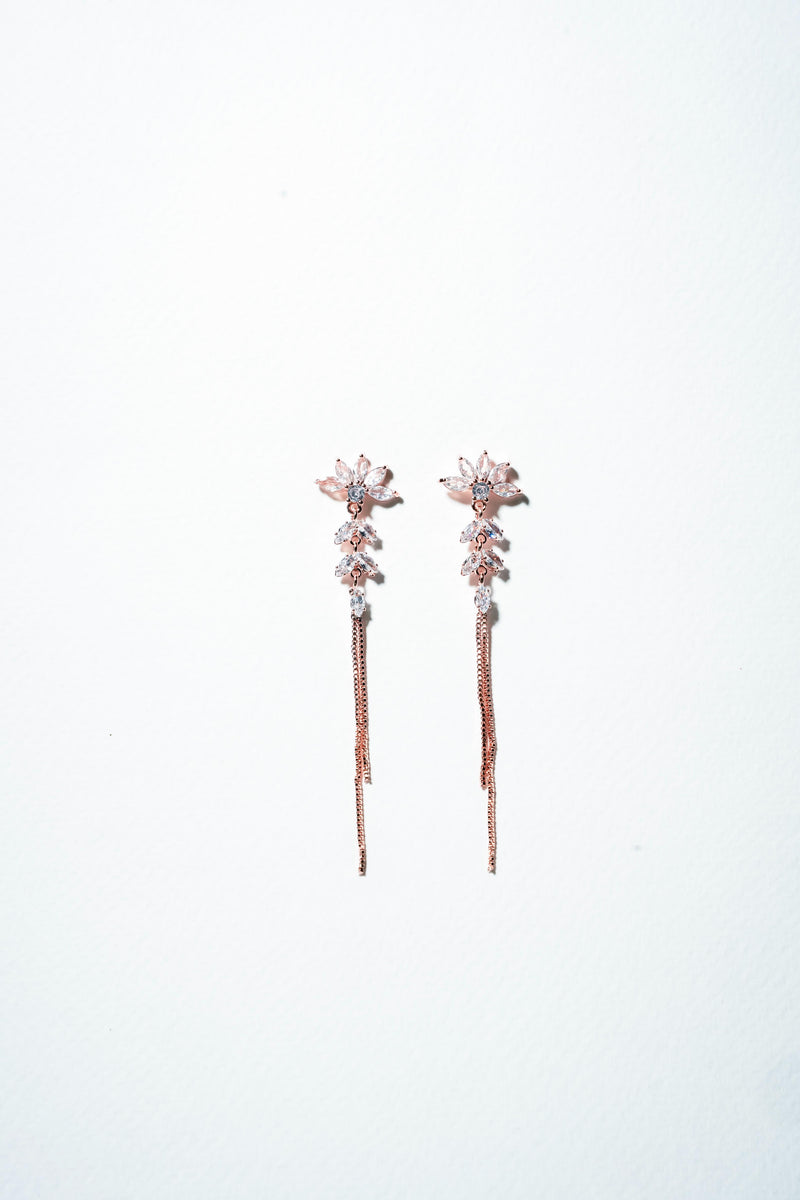 Petal-Drop Linear Rose Gold Earrings