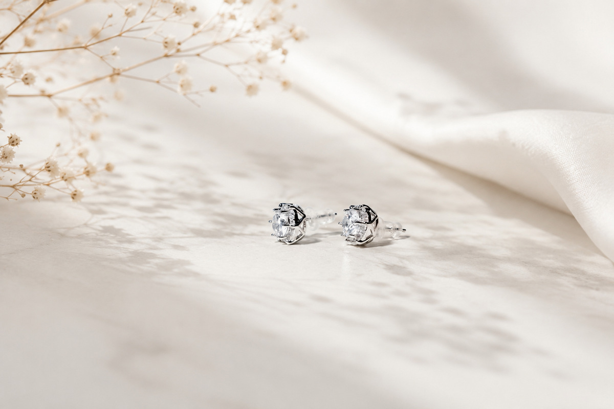 The Crown Solitaire Studs – 925 Sterling Silver