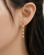 Ethereal Blossom Cascading Drop Earrings – 18K Gold-Plated Celestial Floral Elegance