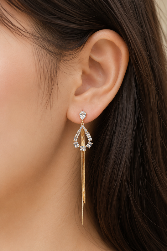 Celestial Cascade: Radiant Crystal Teardrop Dangles