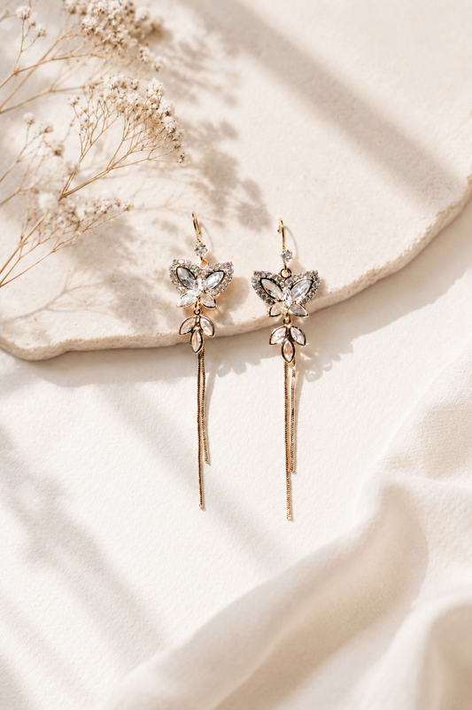 Luminous Monarch Dangle Earrings – 18k Gold Plated