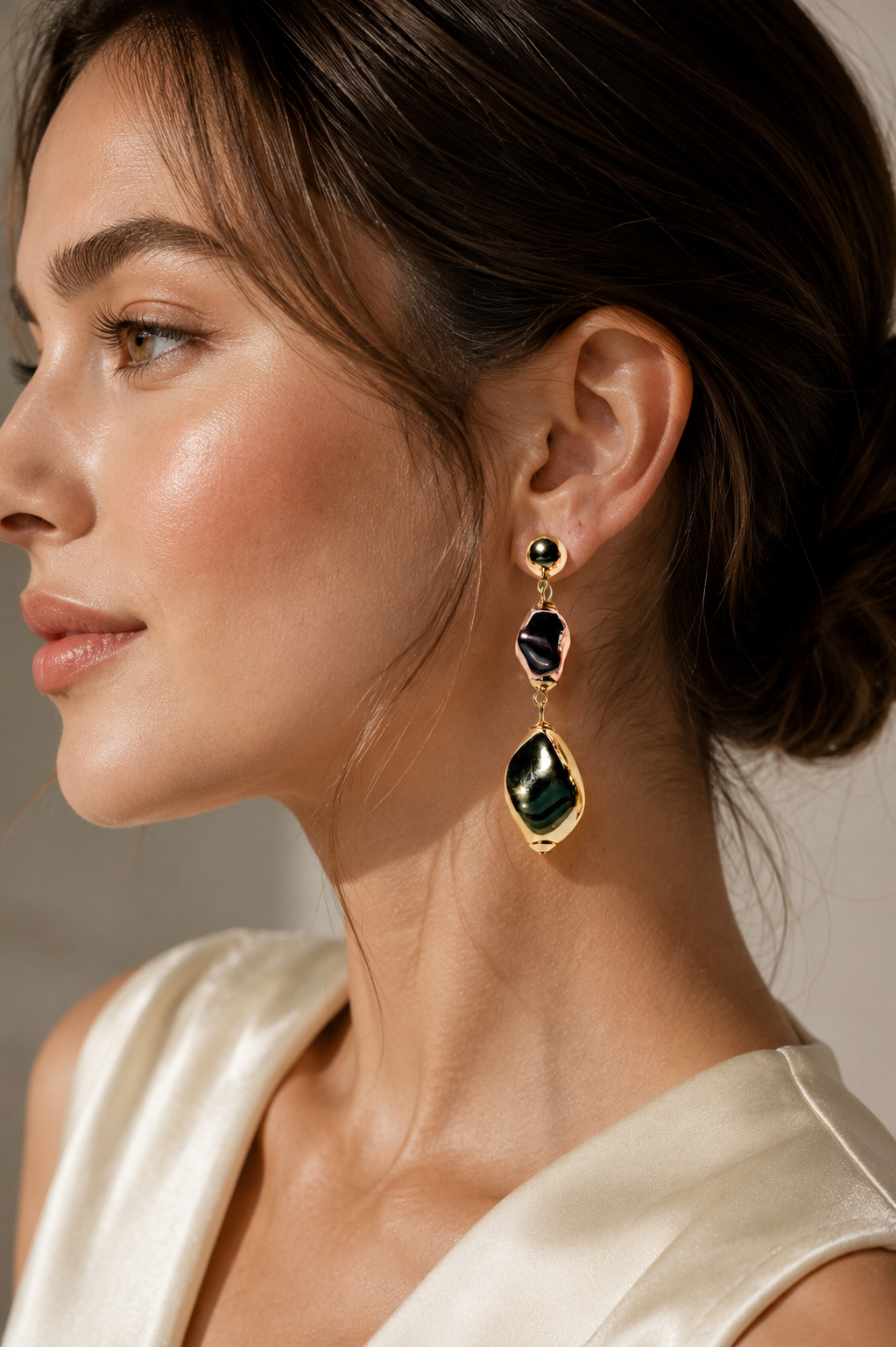 Organic Pebble Drop Earrings – 18k Gold Plated