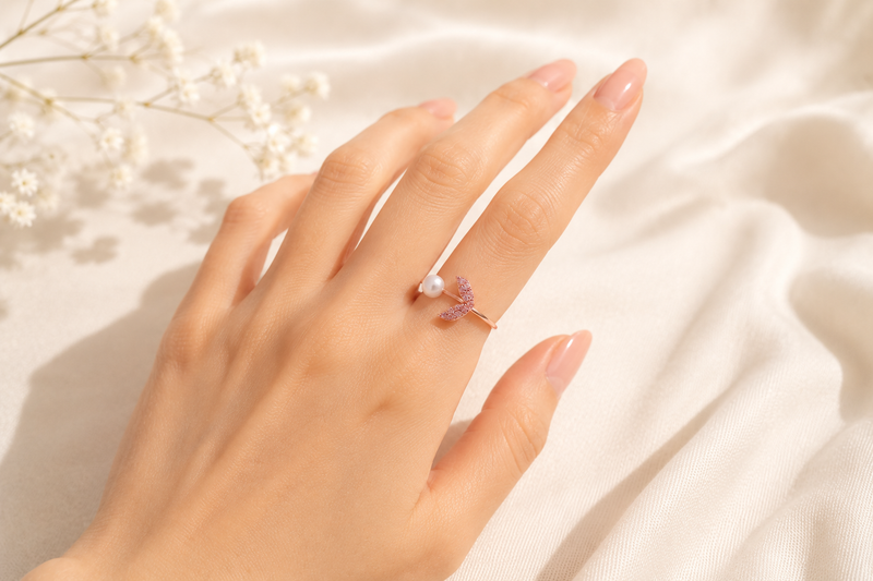 The Enchanted Mermaid Tail Pearl Ring