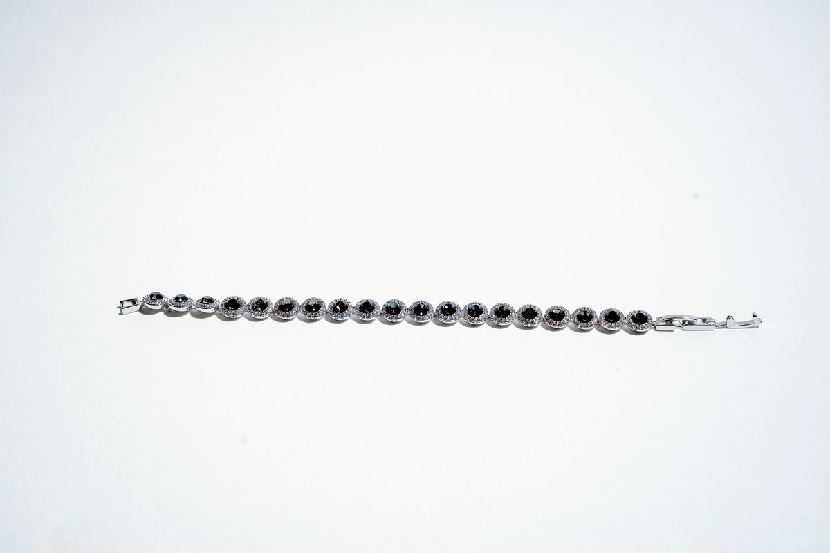 The Midnight Halo: 925 Sterling Silver Stone-Set Bracelet