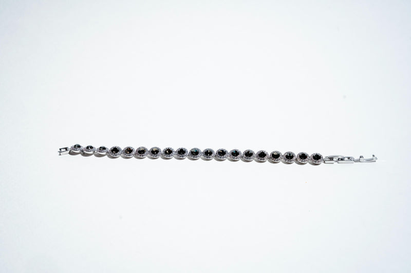 The Midnight Halo: 925 Sterling Silver Stone-Set Bracelet