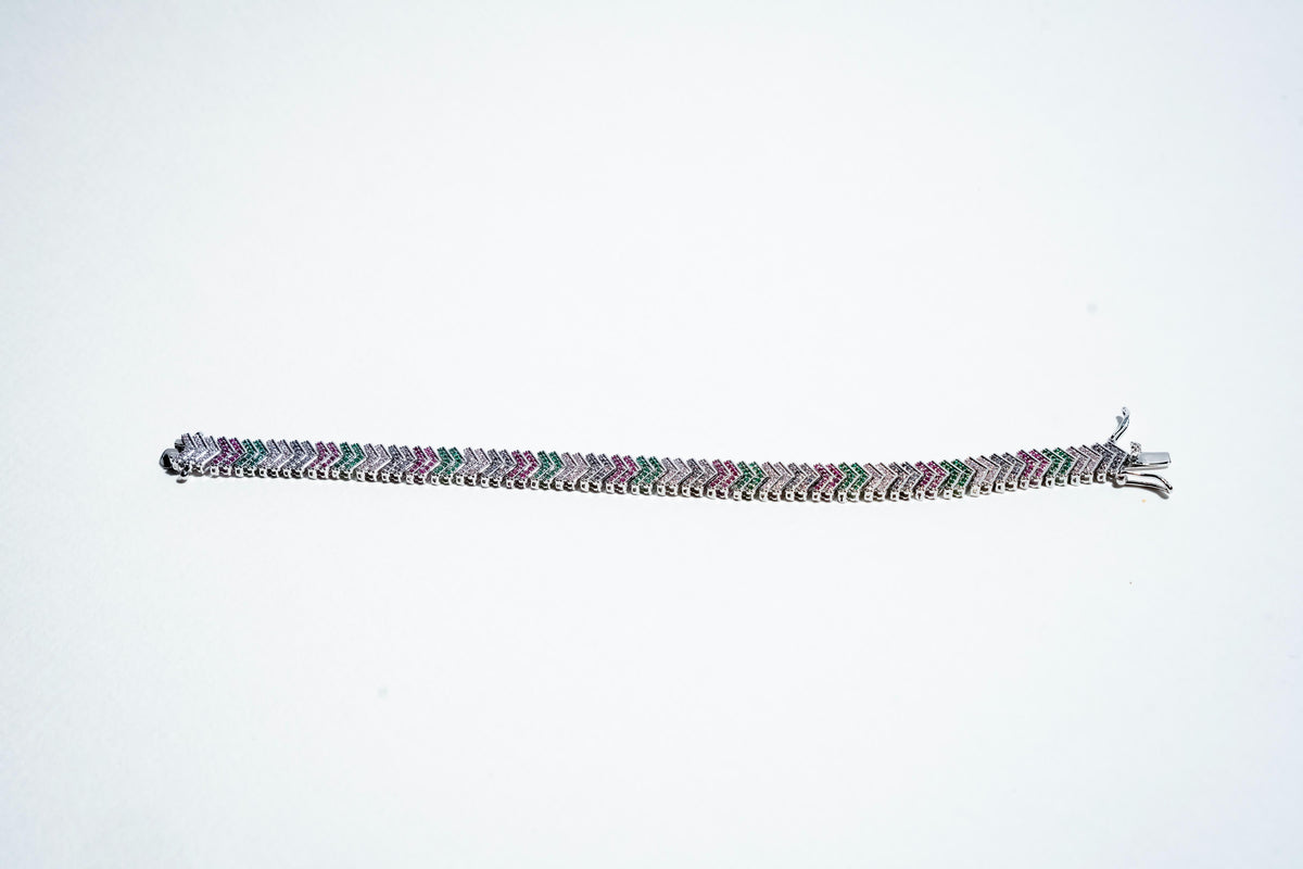 The Spectrum Chevron Tennis Bracelet – 925 Sterling Silver