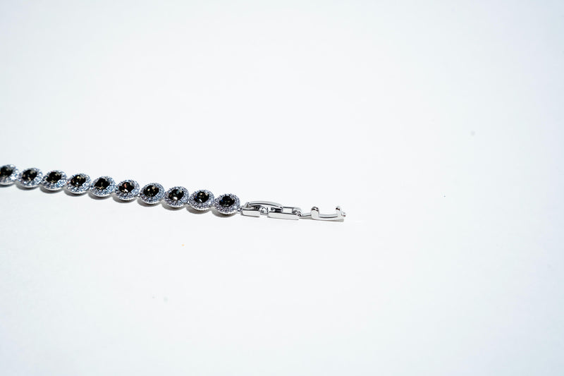 The Midnight Halo: 925 Sterling Silver Stone-Set Bracelet