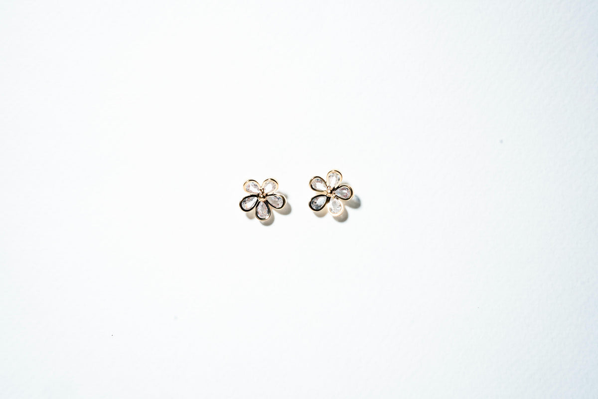 Flora Bloom Asymmetric Drop Earrings – 18K Gold Plated