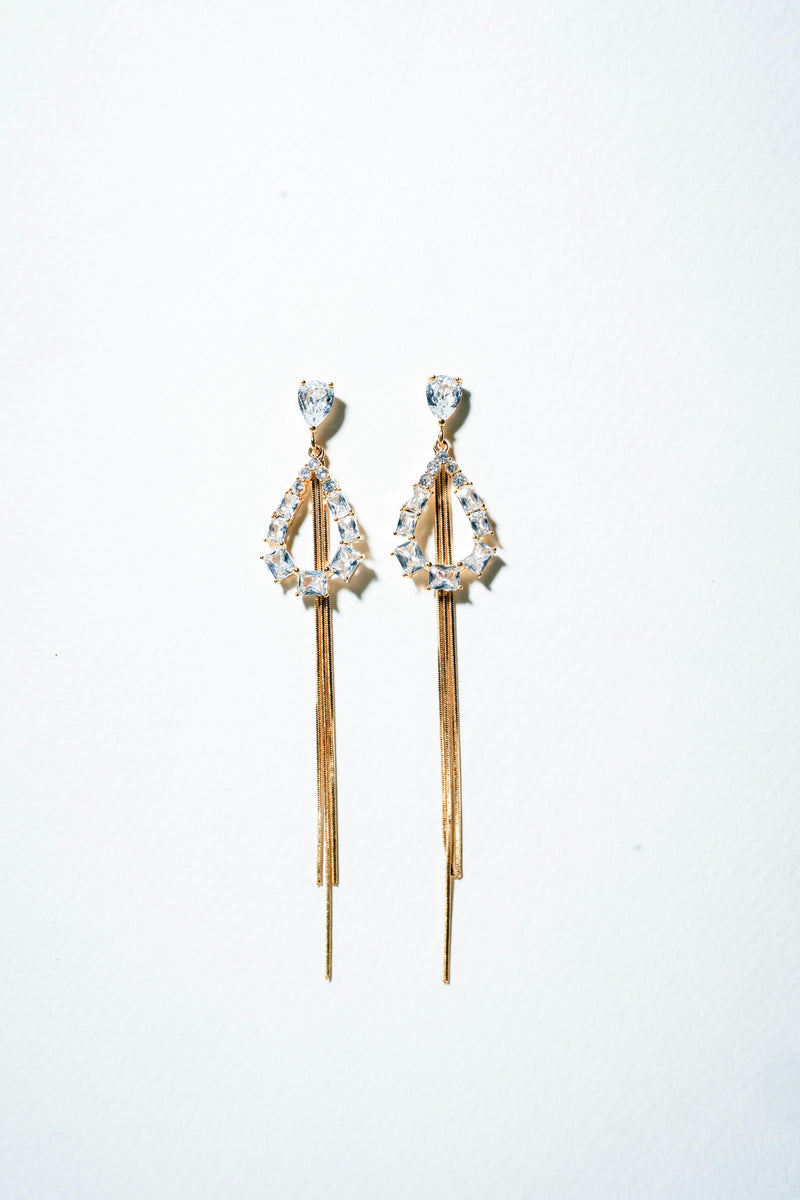 Celestial Cascade: Radiant Crystal Teardrop Dangles