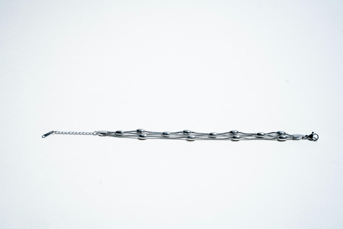 The Ethereal Strand: 925 Sterling Silver Layered Bead Bracelet