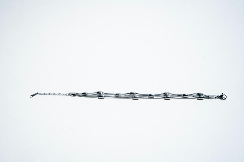 The Ethereal Strand: 925 Sterling Silver Layered Bead Bracelet