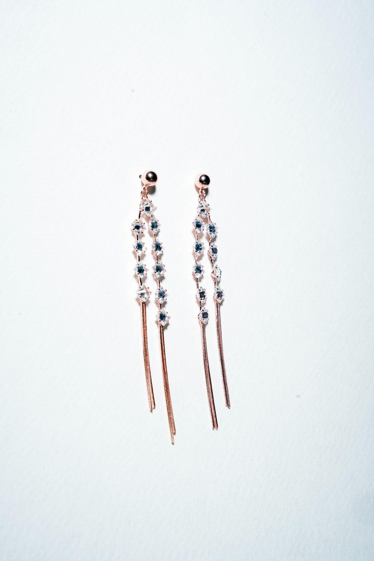 Lumina Dual-Strand Rose Gold Fringe Earrings