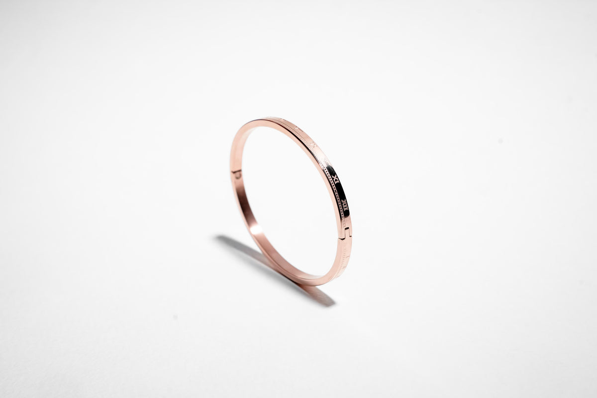 Eterna Roman Numeral Bangle | Rose Gold Plated