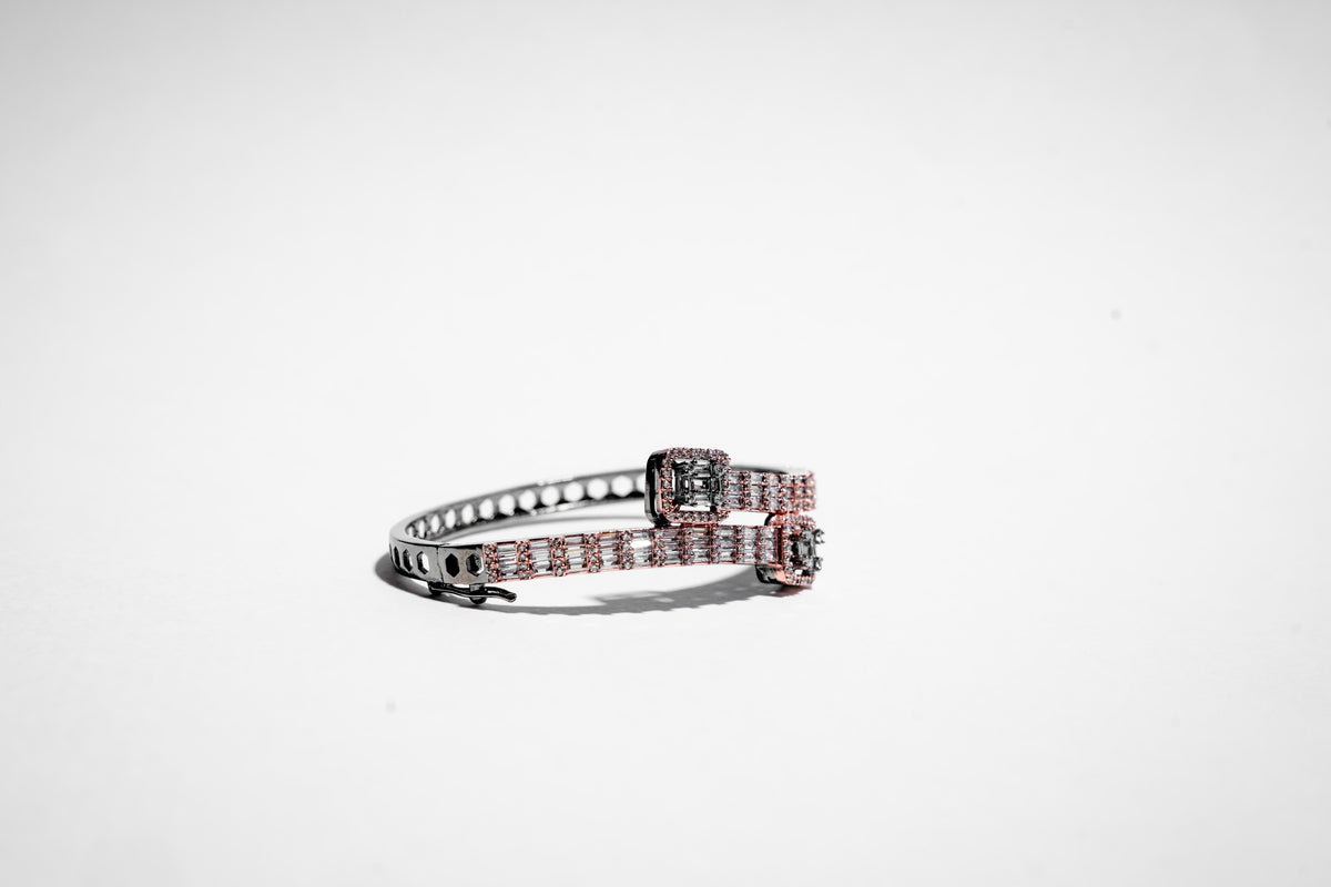 The Eclipse Duo-Tone Bangle – 18K Rose Gold & Obsidian Noir