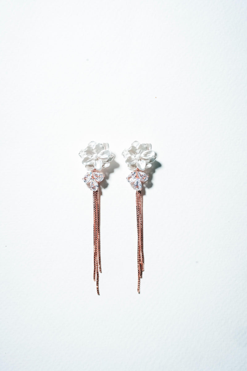 The Primrose Bloom Rose Gold Chain Earrings